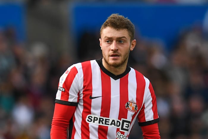 Elliot Embleton looks on for Sunderland at Swansea